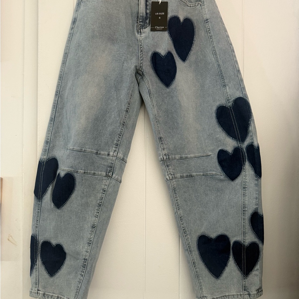 Women's Blue Heart Patch Jeans